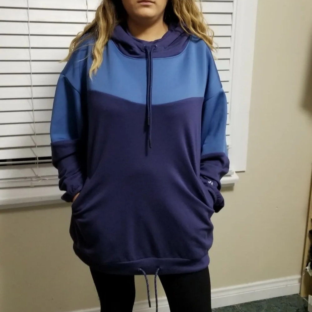 Hoodie gym sweater blue & navy blue pocket pull over various - Picture 1 of 12